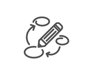 Keywords line icon. Pencil symbol. Marketing strategy sign. Quality design element. Editable stroke. Vector