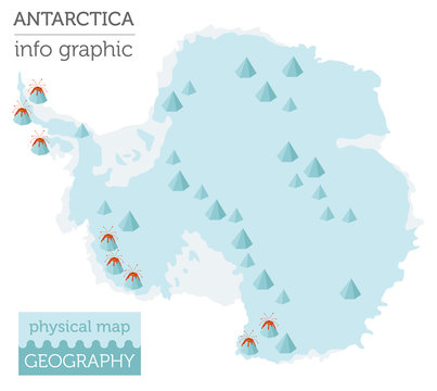 Antarctica physical map elements. Build your own geography info graphic collection