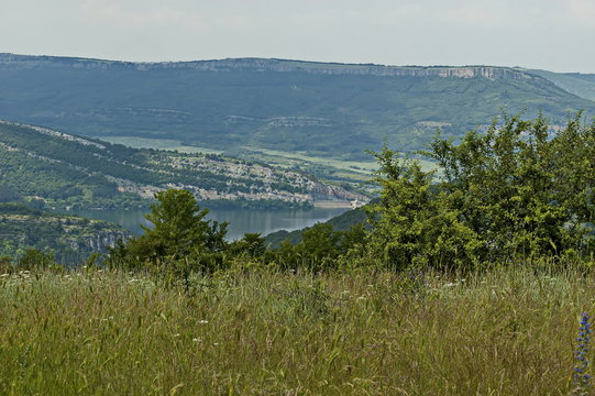 Environment of the dam, artificial lake, reservoir or barrage  Aleksandar Stamboliiski at river Rosiza and river Vidima, Bulgaria 