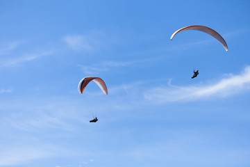 Man practicing paragliding extreme sport