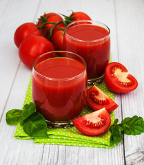 Glasses with tomato juice
