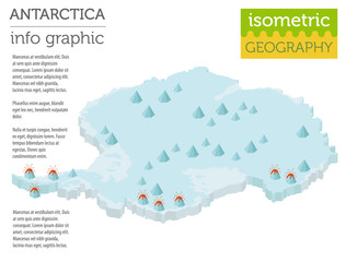 Isometric 3d Antarctica physical map elements. Build your own geography info graphic collection