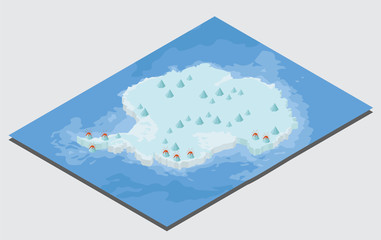 Isometric 3d Antarctica physical map elements. Build your own geography info graphic collection