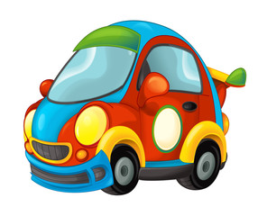 cartoon funny looking sports car - illustration for children