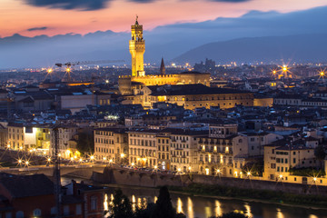 Fototapeta na wymiar Palazzo Vecchio in Florence at night, Italy
