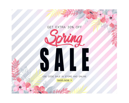 Spring sale background vector illustration.