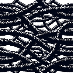 Obraz premium Disgusting horror and nightmare seamless pattern, vector background. Tangled roots or gut biological life form weird endless illustration. 