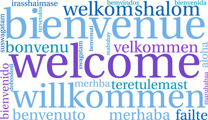 International Welcome Word Cloud. Each word used in this word cloud is another language's version of the word Welcome.