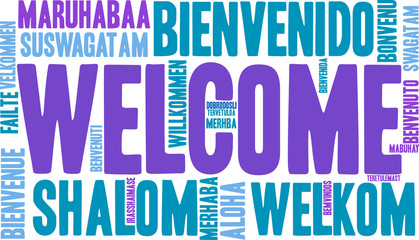 International Welcome Word Cloud. Each word used in this word cloud is another language's version of the word Welcome.