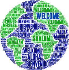 International Welcome Word Cloud. Each word used in this word cloud is another language's version of the word Welcome.