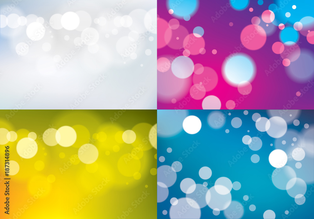 Aufkleber out of focus blurred lights backgrounds. bokeh effect textures. beautiful vector abstract illustrati