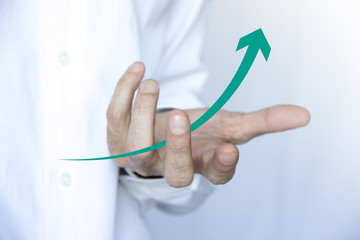 mano, grafico economia, istogrammi, statistiche