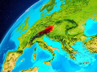 Fototapeta na wymiar Austria on Earth from space