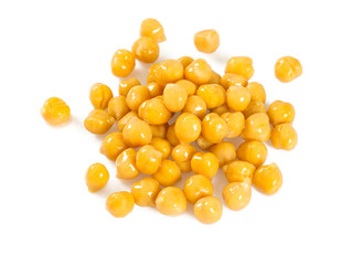 preserved chickpeas isolated on white