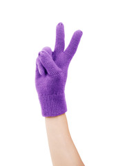 New Purple Knit Wool Gloves isolated on white background