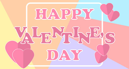 Valentine's day background with red hearts on the pink background.