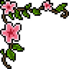Fototapeta premium vector pixel art flower decoration