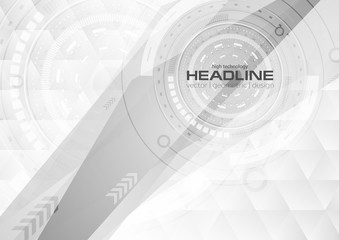 Obraz premium Grey white technology background with HUD gears