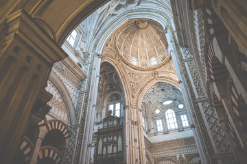 Obraz premium Cordoba, Spain, interior of the Great Mosque, Mezquita in Andalusia.