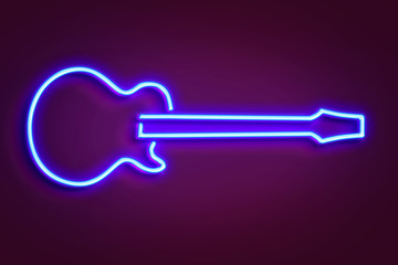 Neon guitar light illustration. 3D Rendering