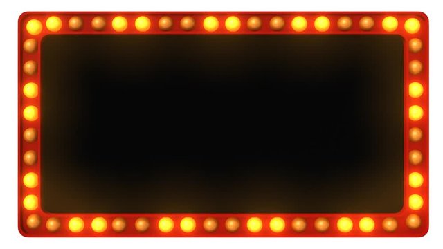 Red Marquee light board sign retro on white background. 3d rendering 
