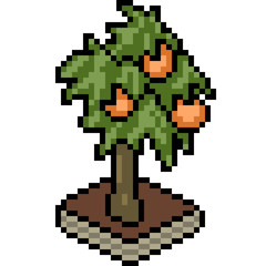 Fototapeta premium vector pixel art tree decoration