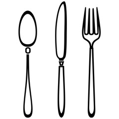 Spoon knife and fork outline set