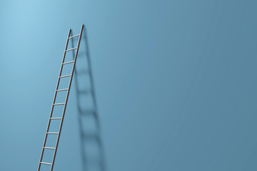 Step ladder against a wall. Growth, future, development concept. 3D Rendering