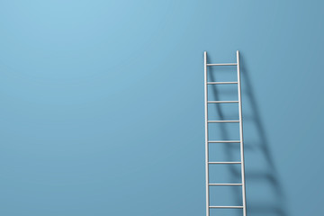 Step ladder against a wall. Growth, future, development concept. 3D Rendering