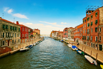 Venice, Italy - August 14, 2017: Panorama of the Grand Canal in Venice.