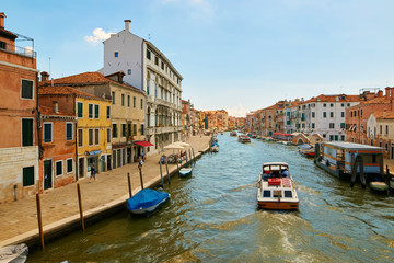 Venice, Italy - August 14, 2017: Panorama of the Grand Canal in Venice.