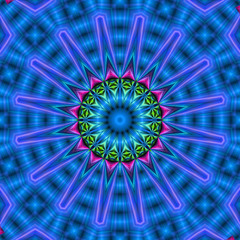 abstrakt fraktal sechzehnseitig mandala blau pink illustration
