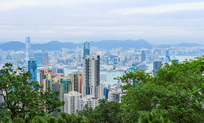 Fototapeta na wymiar Hong Kong city view from Victoria Peak