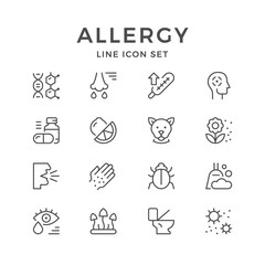 Set line icons of allergy - obrazy, fototapety, plakaty