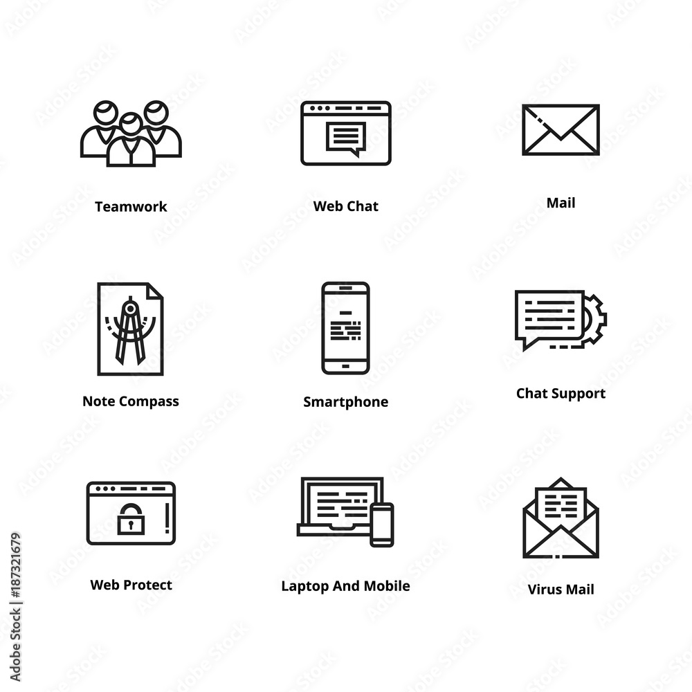 Poster high quality line icons. thin line icons for user interface and web