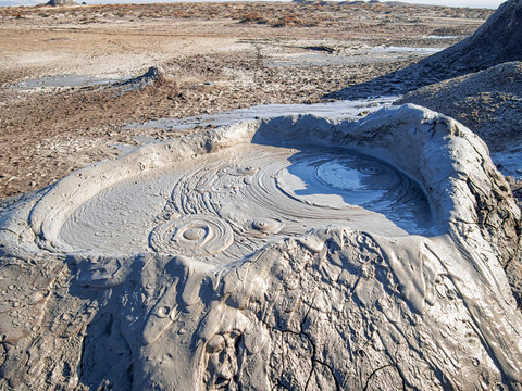 Active mud volcano in Gobustan, Azerbaijan