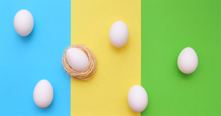 Easter eggs on a colorful background
