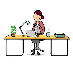 Geschäftsfrau mit Laptop Computer am Schreibtisch