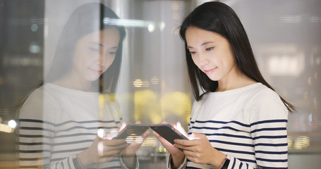 Woman use of mobile phone