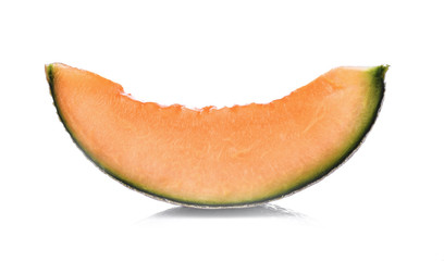 slice of japanese melons, orange melon or cantaloupe melon isolated on white background