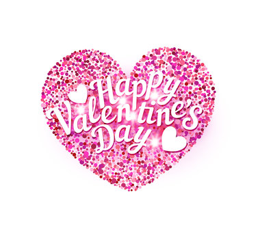 Vector illustration for Valentine's Day. Pink heart with text. Template for a greeting card for the Day of All Lovers.