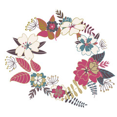 Vector illustration of floral vintage wreath