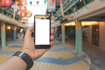 hand on smartphone Concept travel on vacation