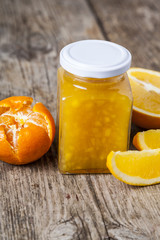 Jam jar of tropical fruits