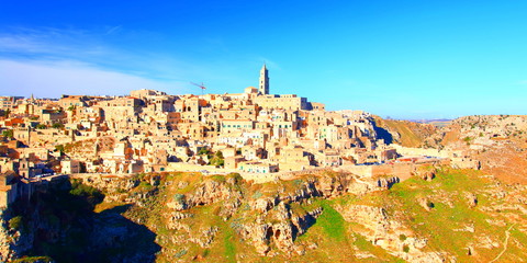 Obraz premium Panoramic view of Matera, Italy, one of the oldest town in the world