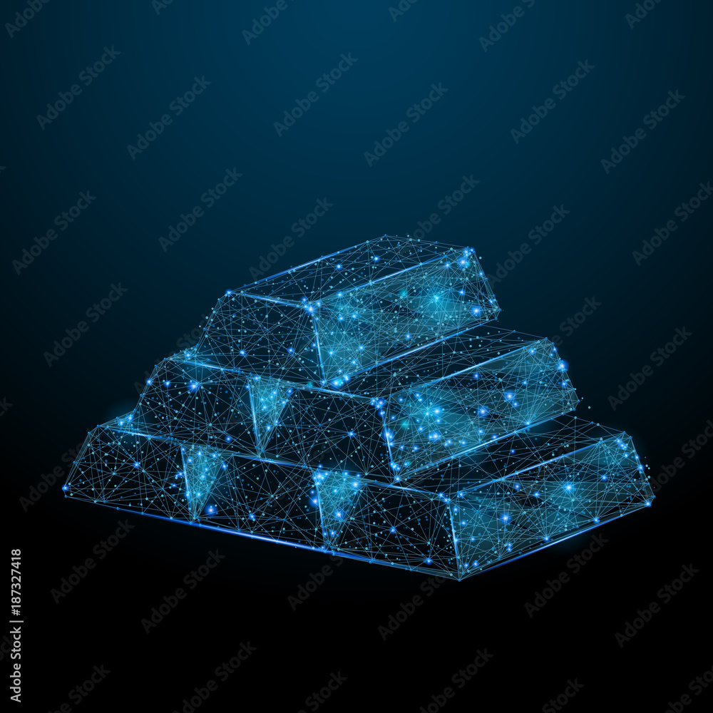 Aufkleber abstract image of gold bar in the form of a starry sky or space, consisting of points, lines, and sh