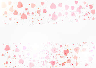 Red confetti heart banner. Happy Valentines background for greeting card with pink hearts signs. Vector illustration.