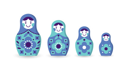 Set of matryoshka russian nesting dolls of different sizes, souvenir from Russia