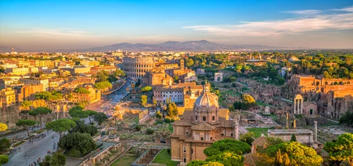 Fototapete Rund Top view of  Rome city skyline from Castel Sant'Angelo © f11photo