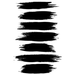 Grunge ink brush strokes. Freehand black brushes. Handdrawn dry brush black smears. Modern vector illustration.
